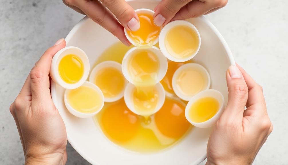 separate egg whites yolks