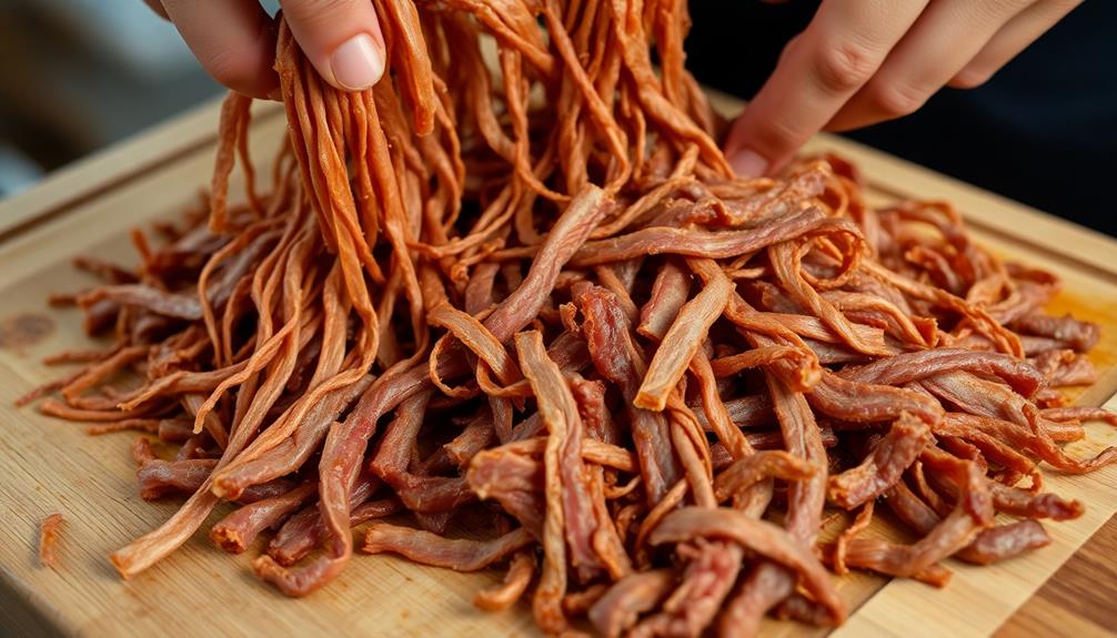 shred beef into strips