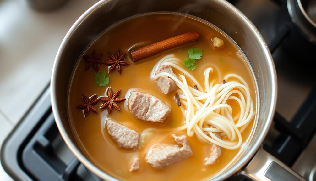 simmer broth with spices