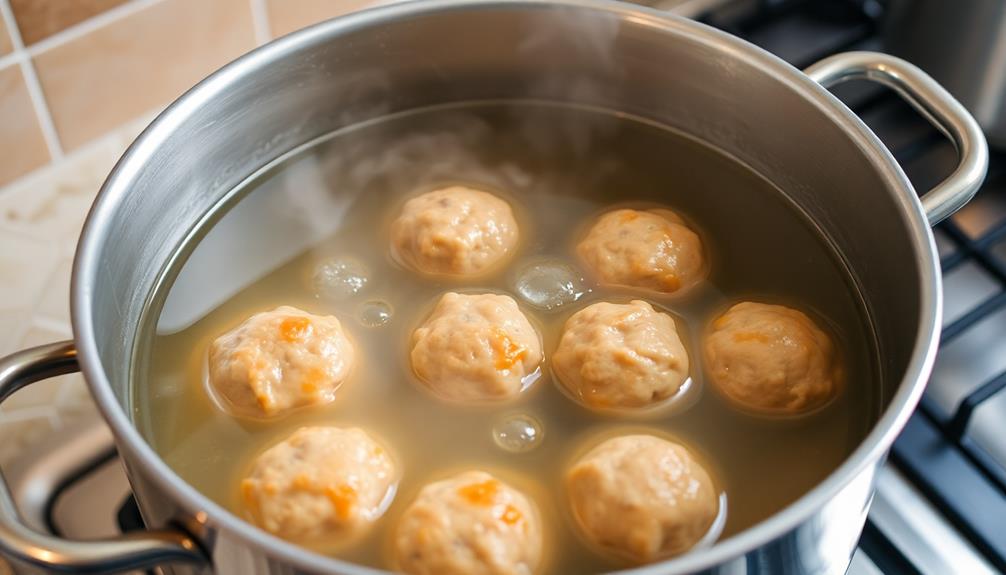 simmer meatballs in broth