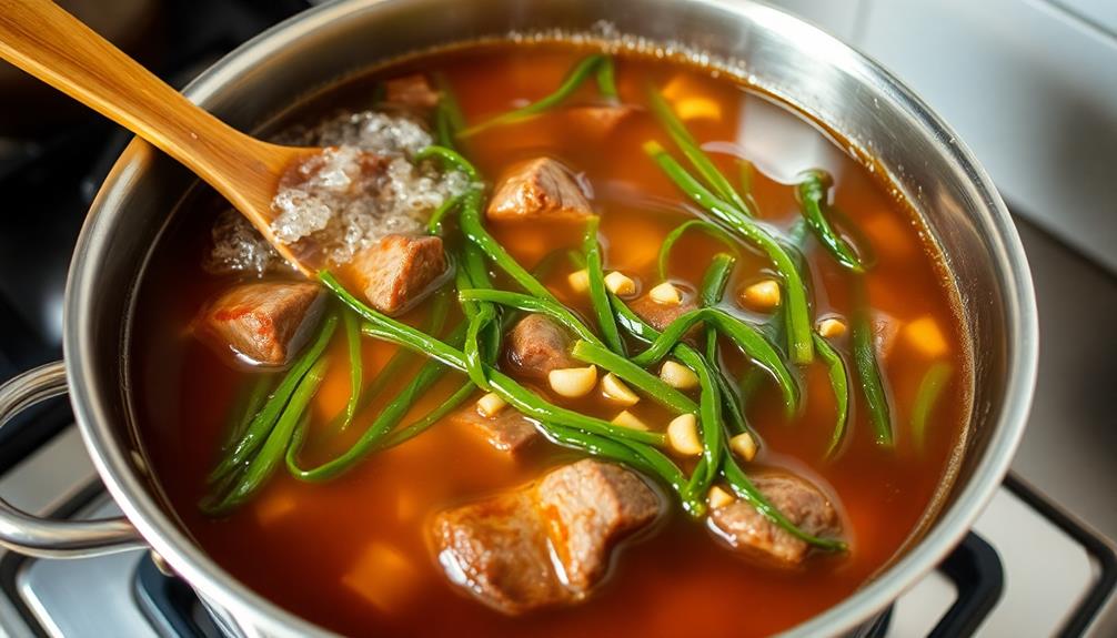 simmer using beef broth