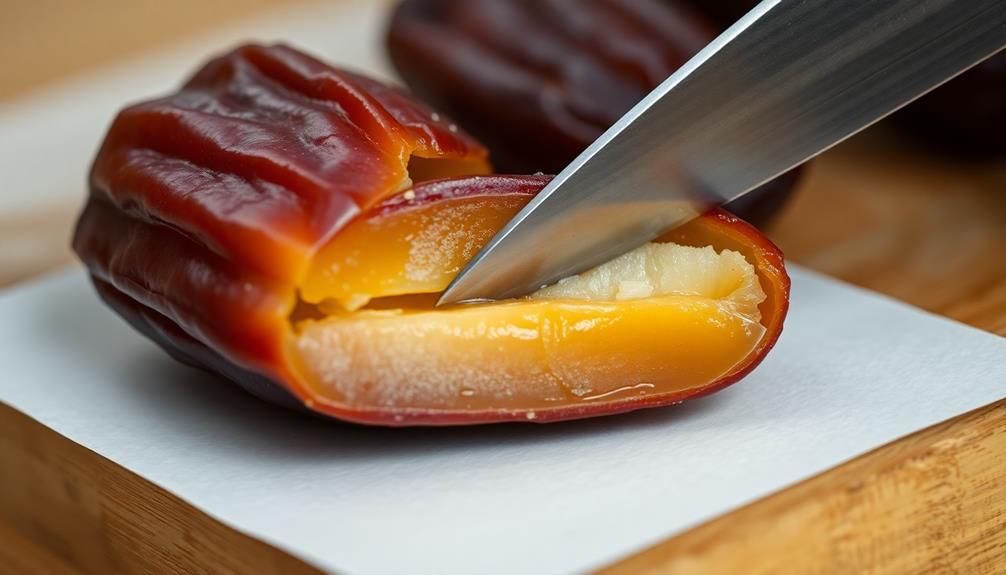 slice dates lengthwise carefully