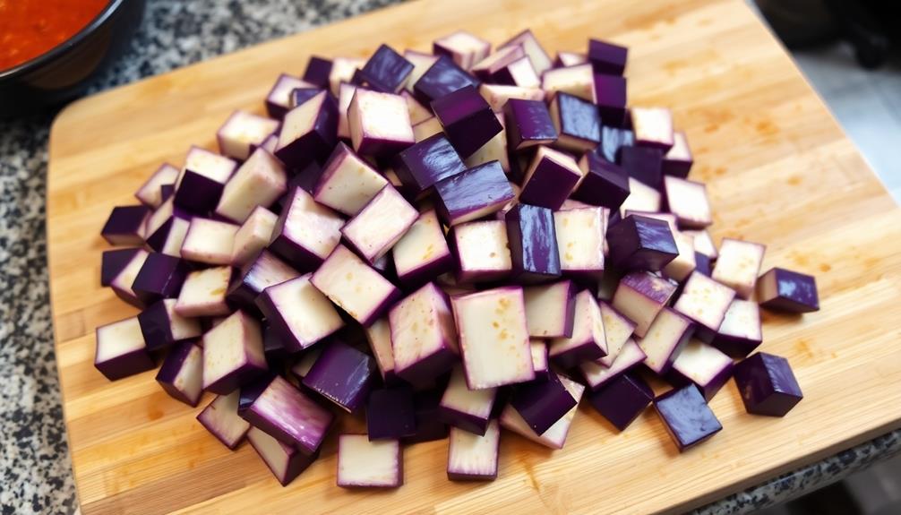 slice eggplant into pieces