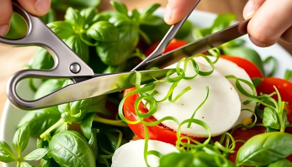 slice fresh basil leaves