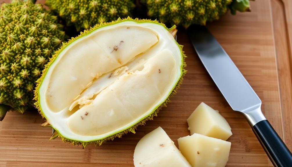 slice jackfruit into pieces