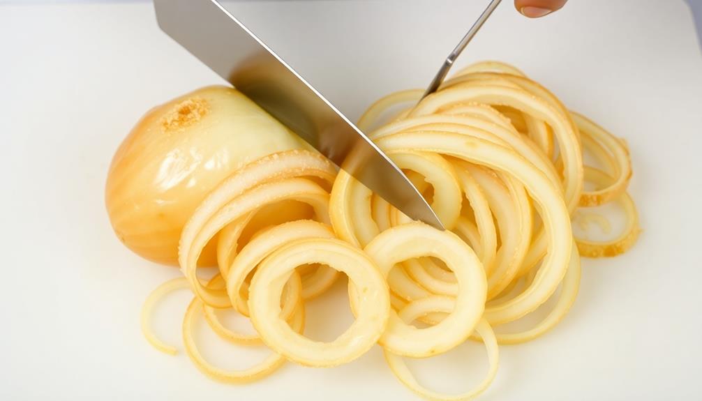 slice onions into rings