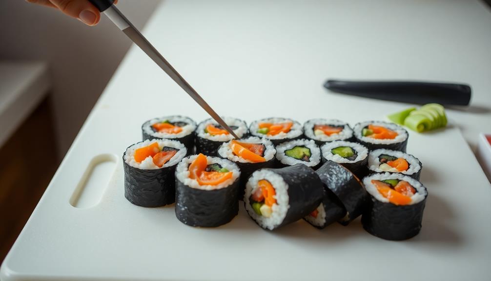 slice sushi into pieces