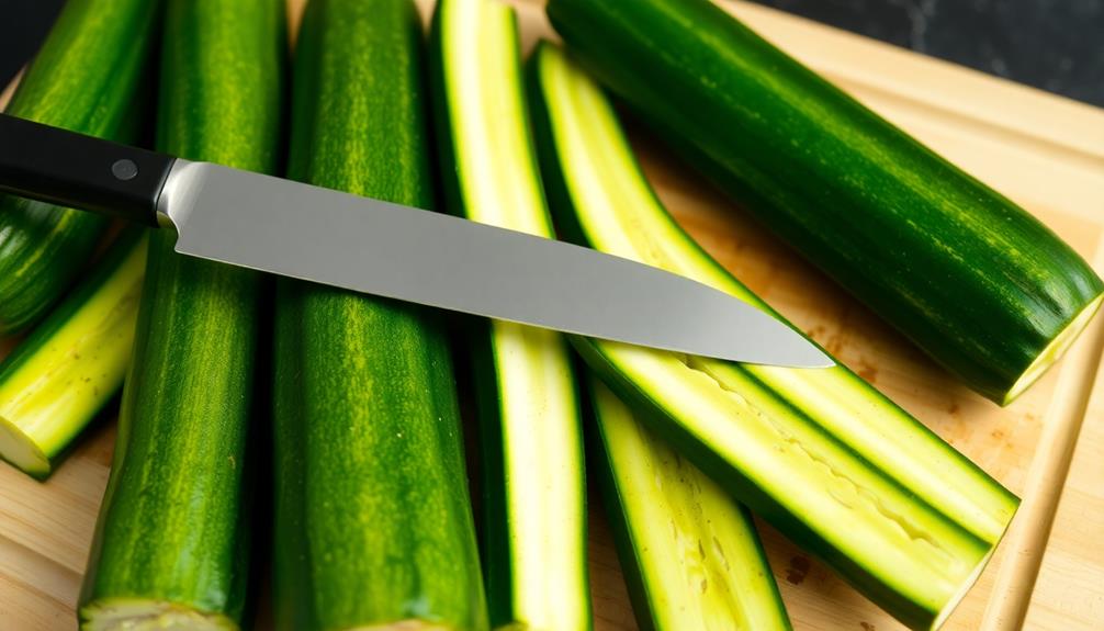 slice zucchini into planks