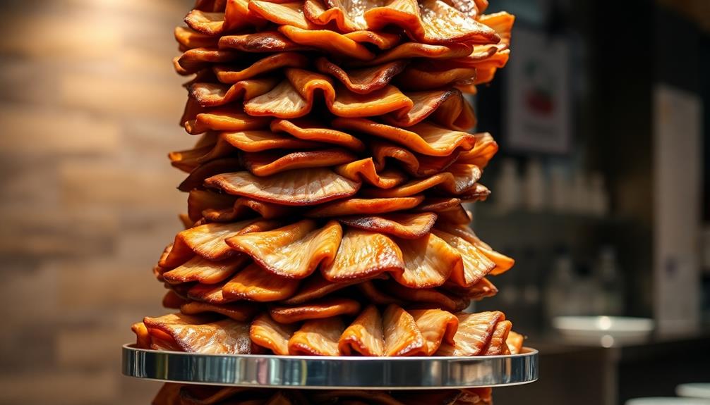 slowly rotate stacked meat