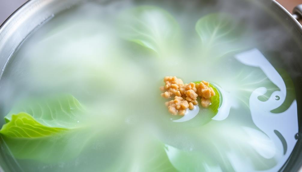 soak cabbage leaves hot