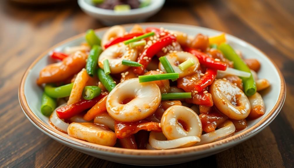 spicy stir fried squid dish