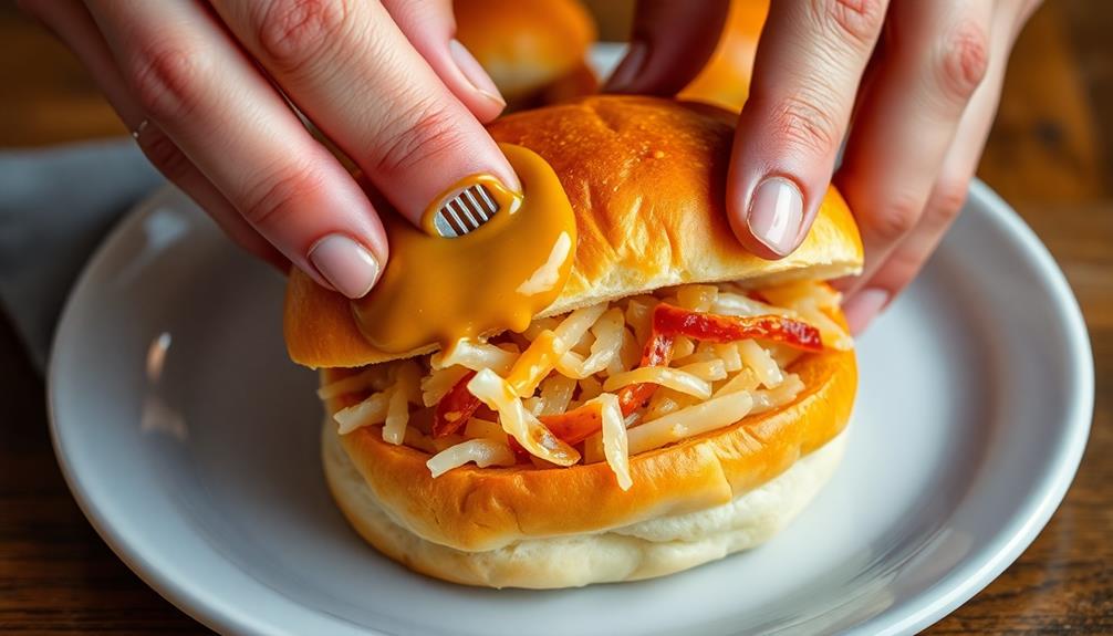 spread mustard and sauerkraut