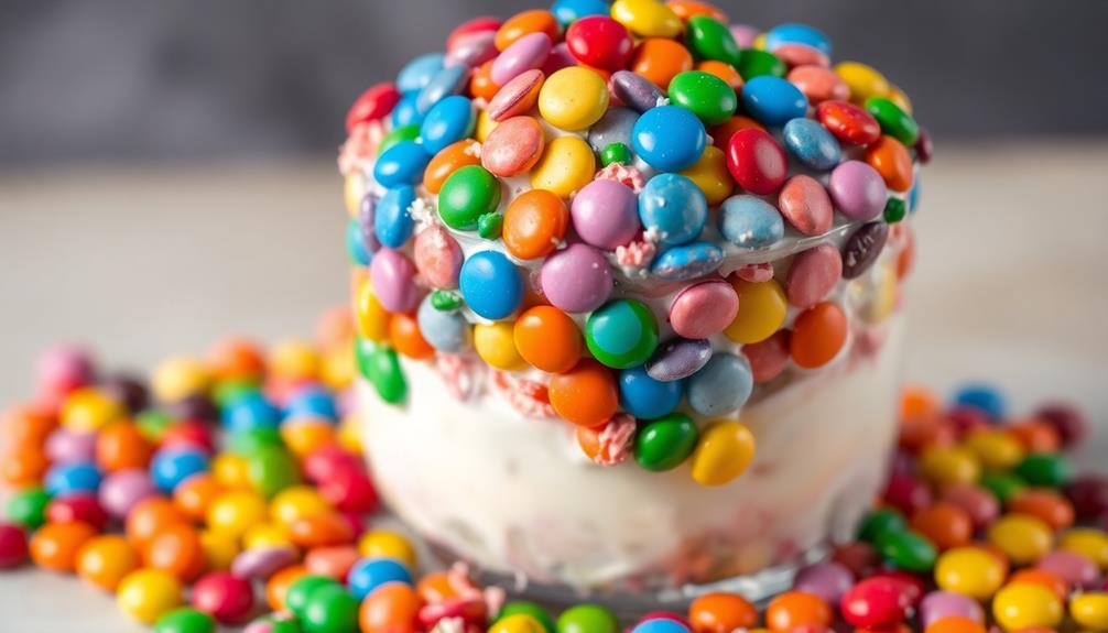 sprinkle crushed smarties topping