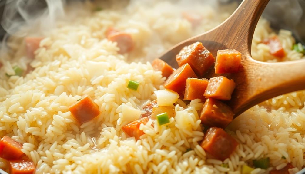 stir rice until cooked