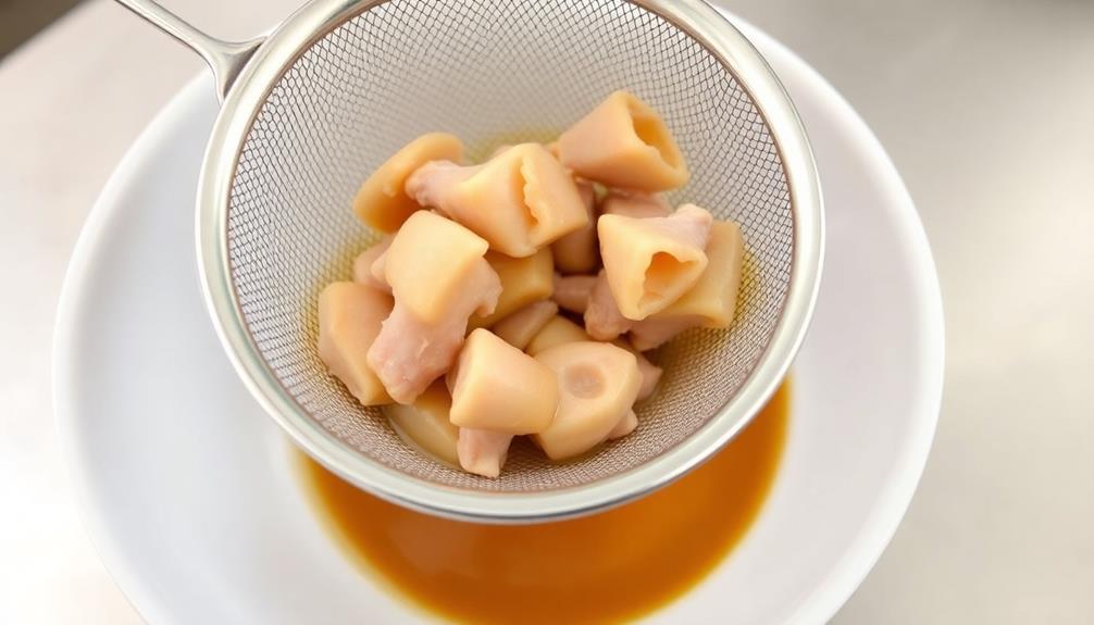 strain giblets using sieve