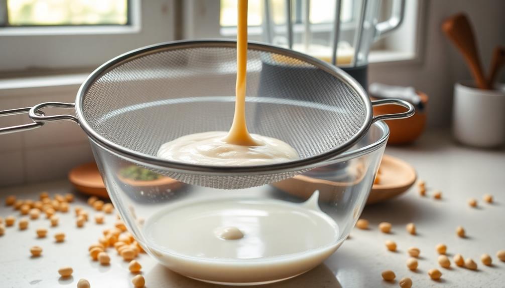 strain soybean mixture carefully