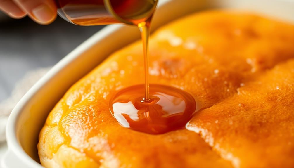 syrup drizzled on pastry