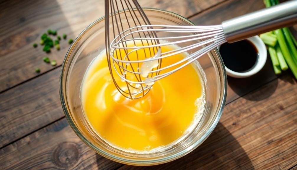 thoroughly whisk eggs bowl