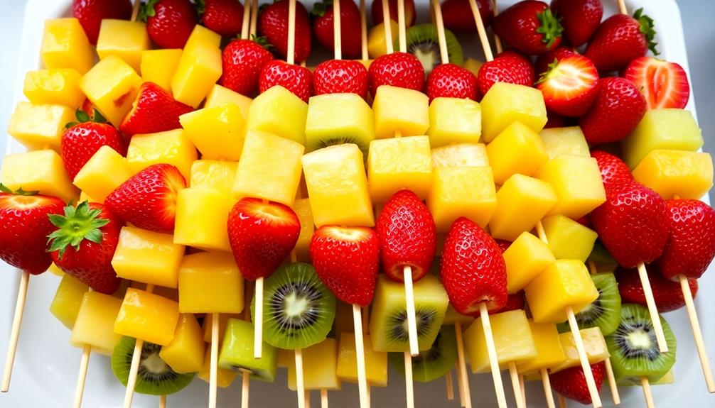 thread fruit onto skewers
