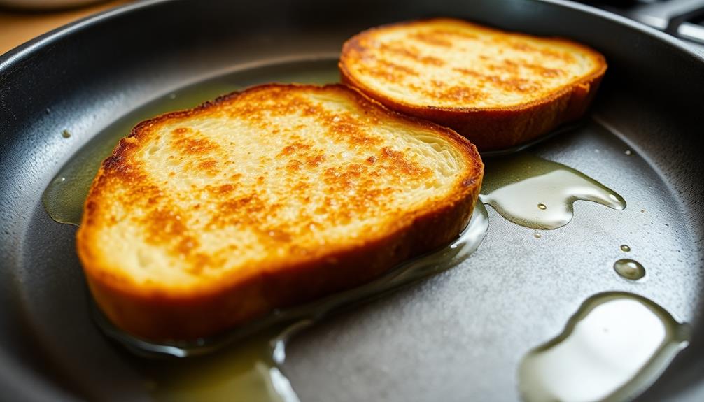 toast bread in skillet