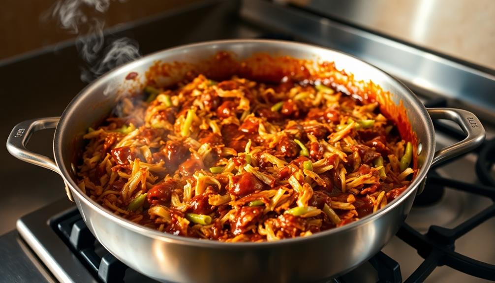 toss jackfruit with sauce