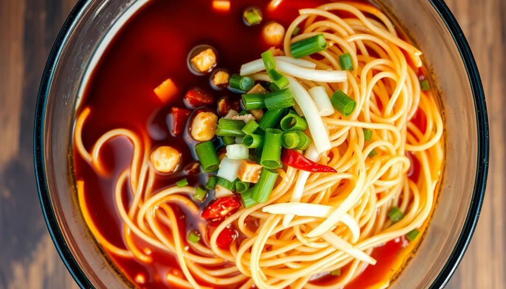 toss noodles with sauce