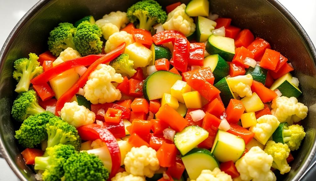 toss vegetables with oil