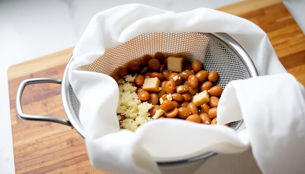 transfer to cheesecloth sieve