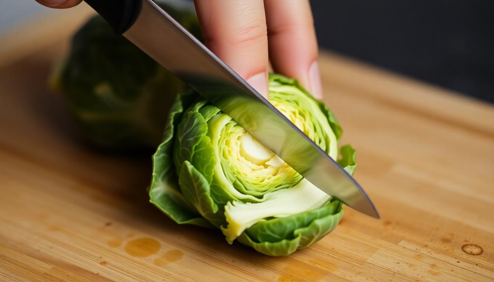 trimmed and halved sprouts