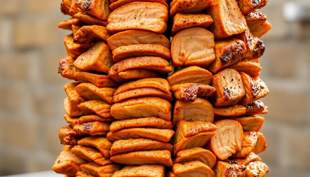 vertical stacking seasoned meat