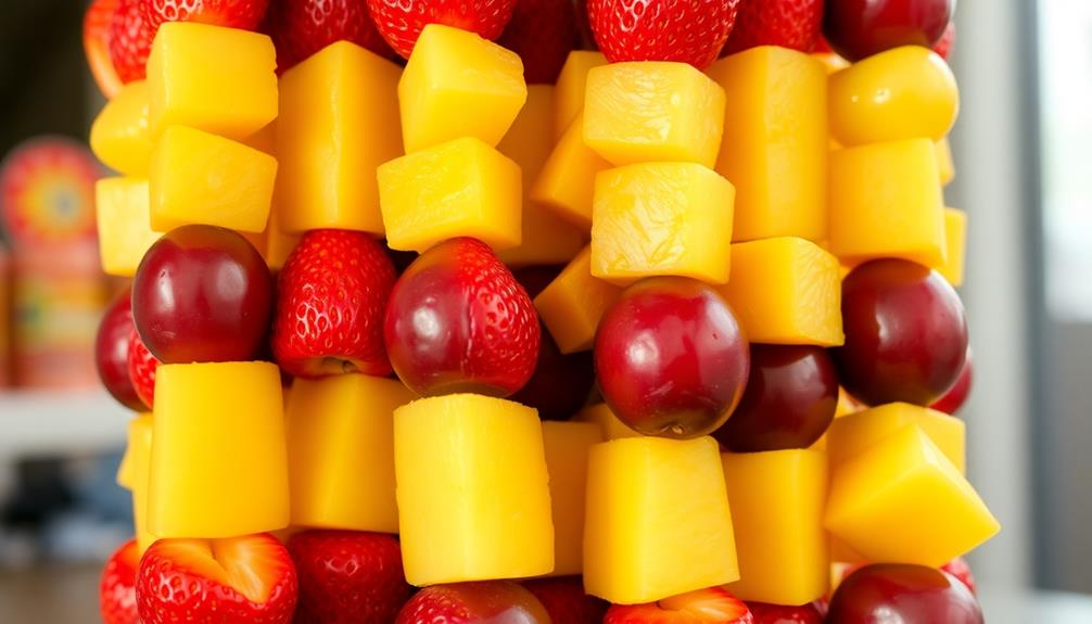 vibrant layered fruit skewers