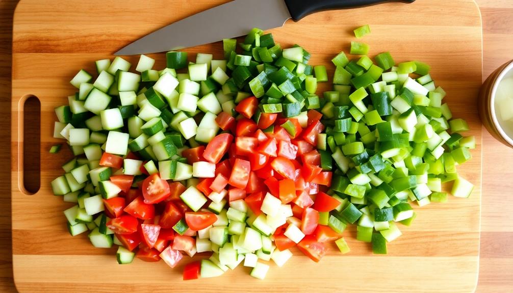 wash and dice vegetables