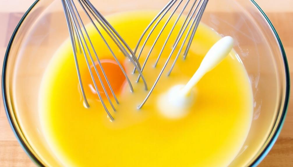 whisk eggs milk vanilla