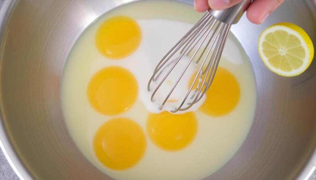 whisking eggs with lemon