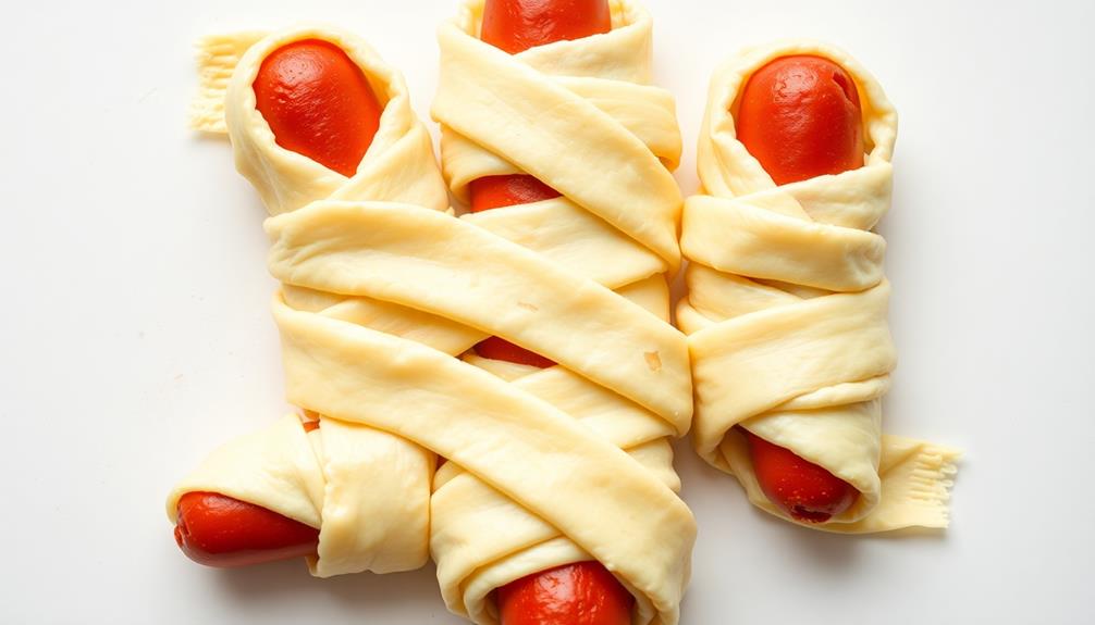 wrap dough around hot dogs