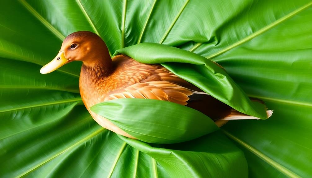 wrap duck in leaves