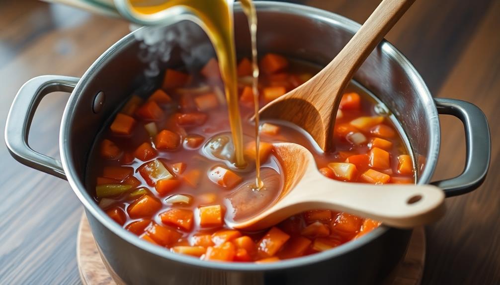 add broth to rice