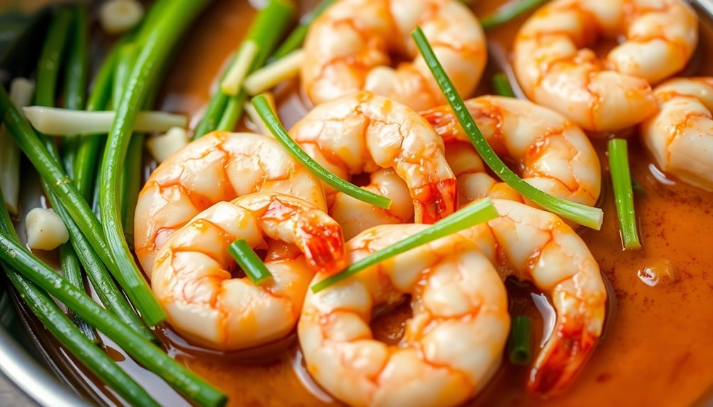 add shrimp and scallions