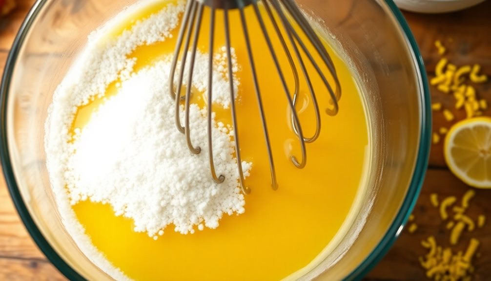 add sugar whisk thoroughly