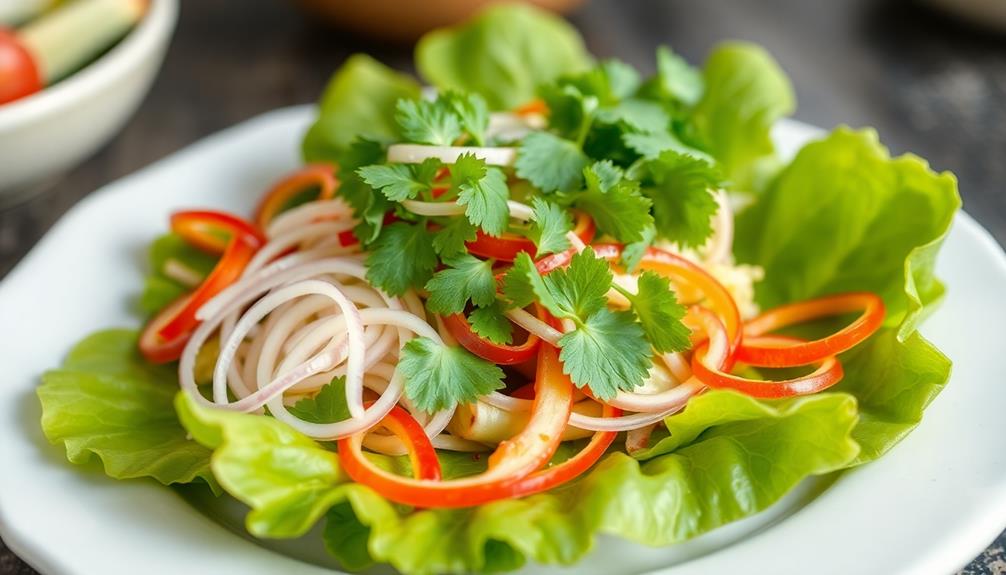 arrange vegetables garnish dish