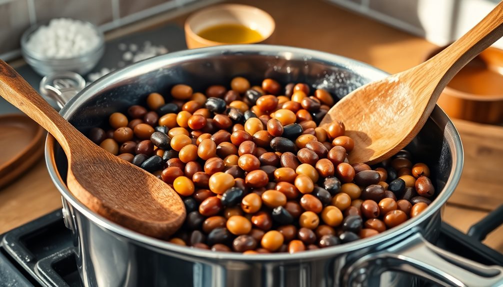 beans added to pot