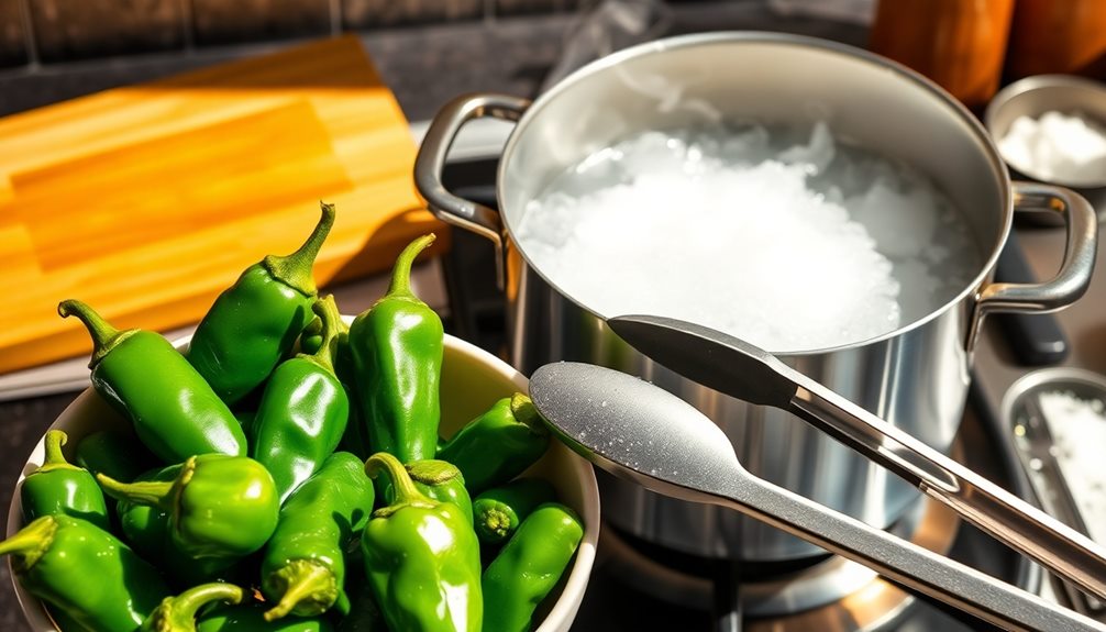 blanch peppers in water