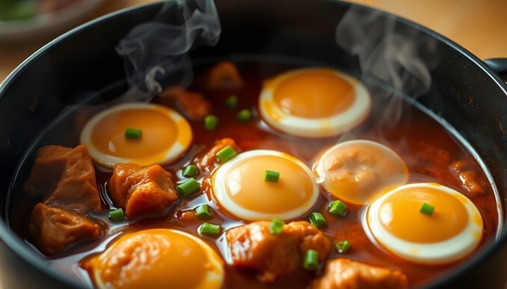 boiled eggs in pot