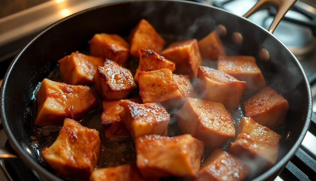 browned pork hock searing