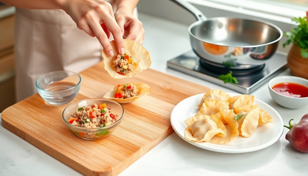 carefully shape the dumplings