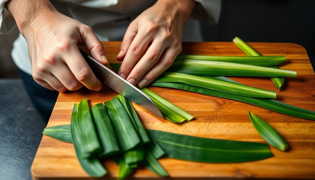 chop leaves into segments