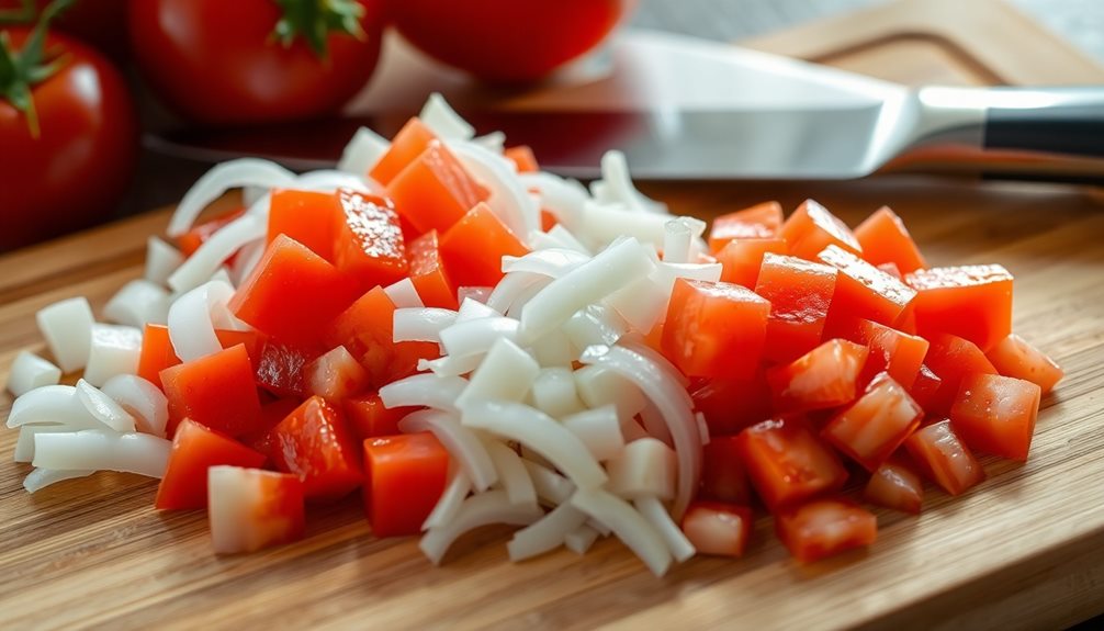 chop onions and tomatoes