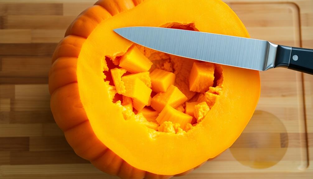 chop pumpkin into pieces