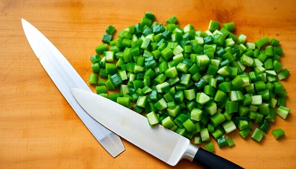 chop soaked cassava leaves