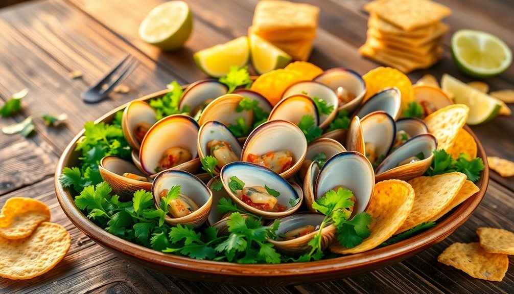 clams with rice crackers